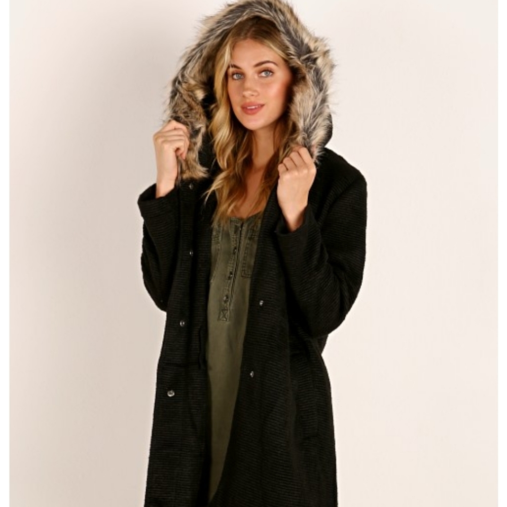 BB dakota faux fur trim cozy ribbed jacket Designer Corduroy  007